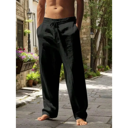 Men's Linen Wide Leg Casual Pants Are Loose Fitting, Breathable And Comfortable, Suitable For All Seasons And Versatile