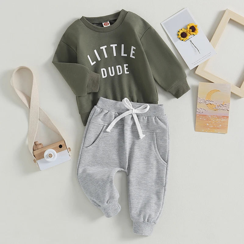 Toddler Boys Casual Sweatshirt & Pants Set | Soft Cotton Outfit