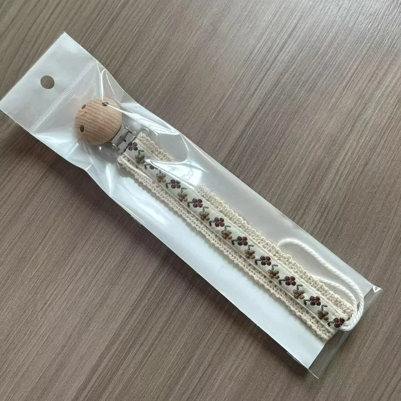 Wooden Baby Pacifier Clip | Floral Silicone Teether & Pacifier Holder