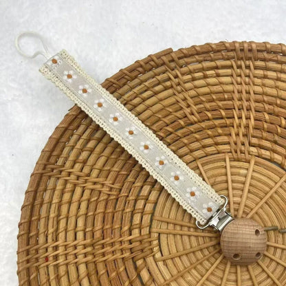 Wooden Baby Pacifier Clip | Floral Silicone Teether & Pacifier Holder