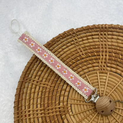 Wooden Baby Pacifier Clip | Floral Silicone Teether & Pacifier Holder